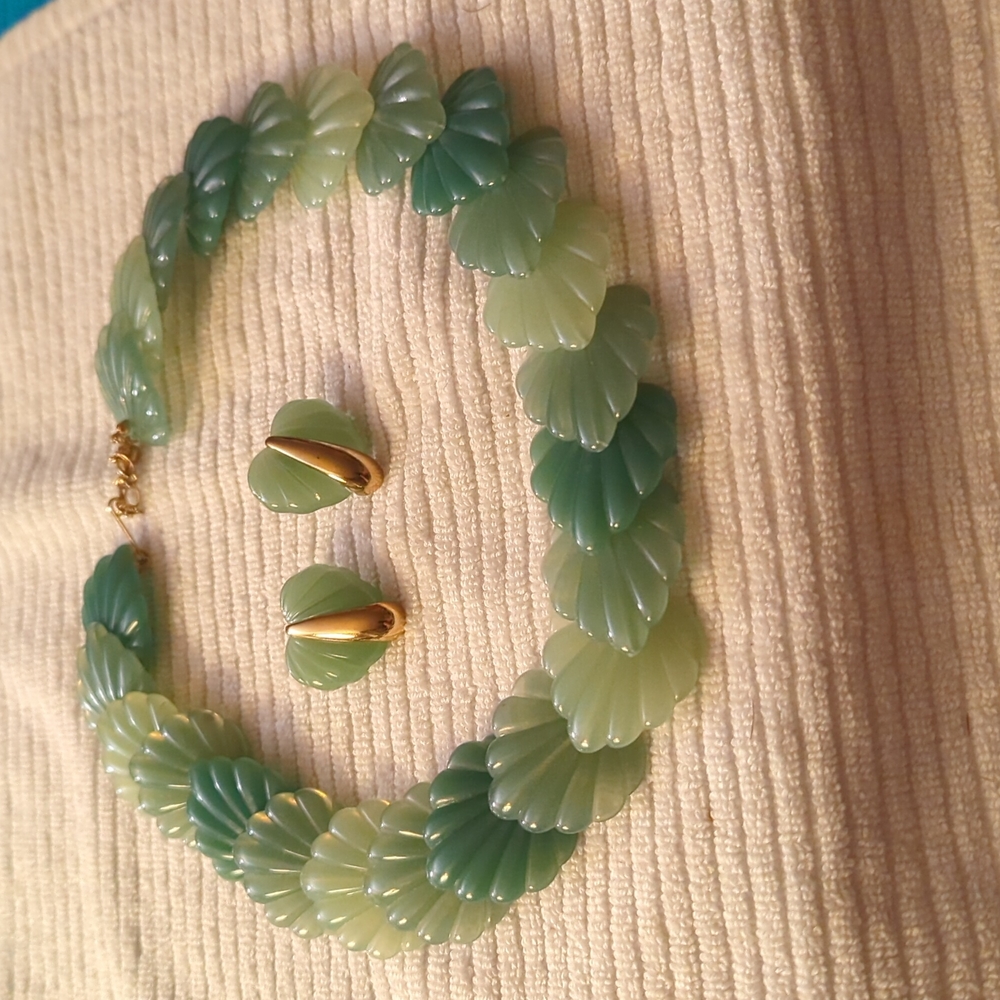 Shades of Jade Necklace and Matching Earrings